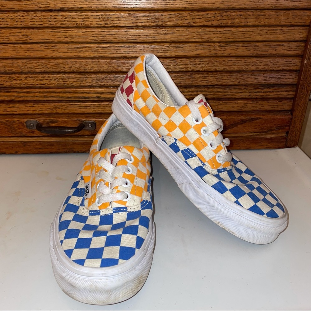 Women’s color block checkered vans